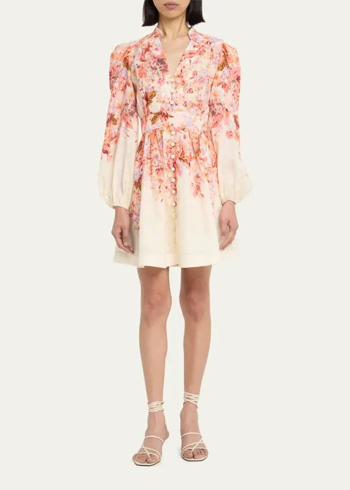Zimmermann Devi Plunge Mini Dress Floral Size 1 / AU 10 - Image 2