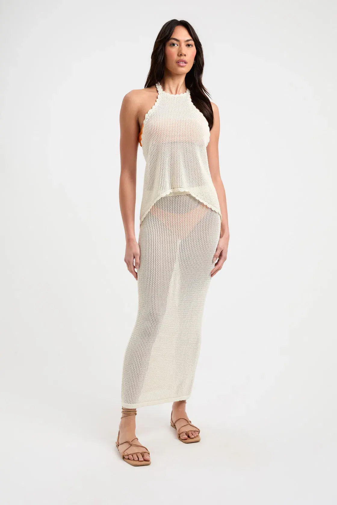 Kookai Pascha Midi Skirt Coconut Milk Size 0 / AU 6 - Image 1