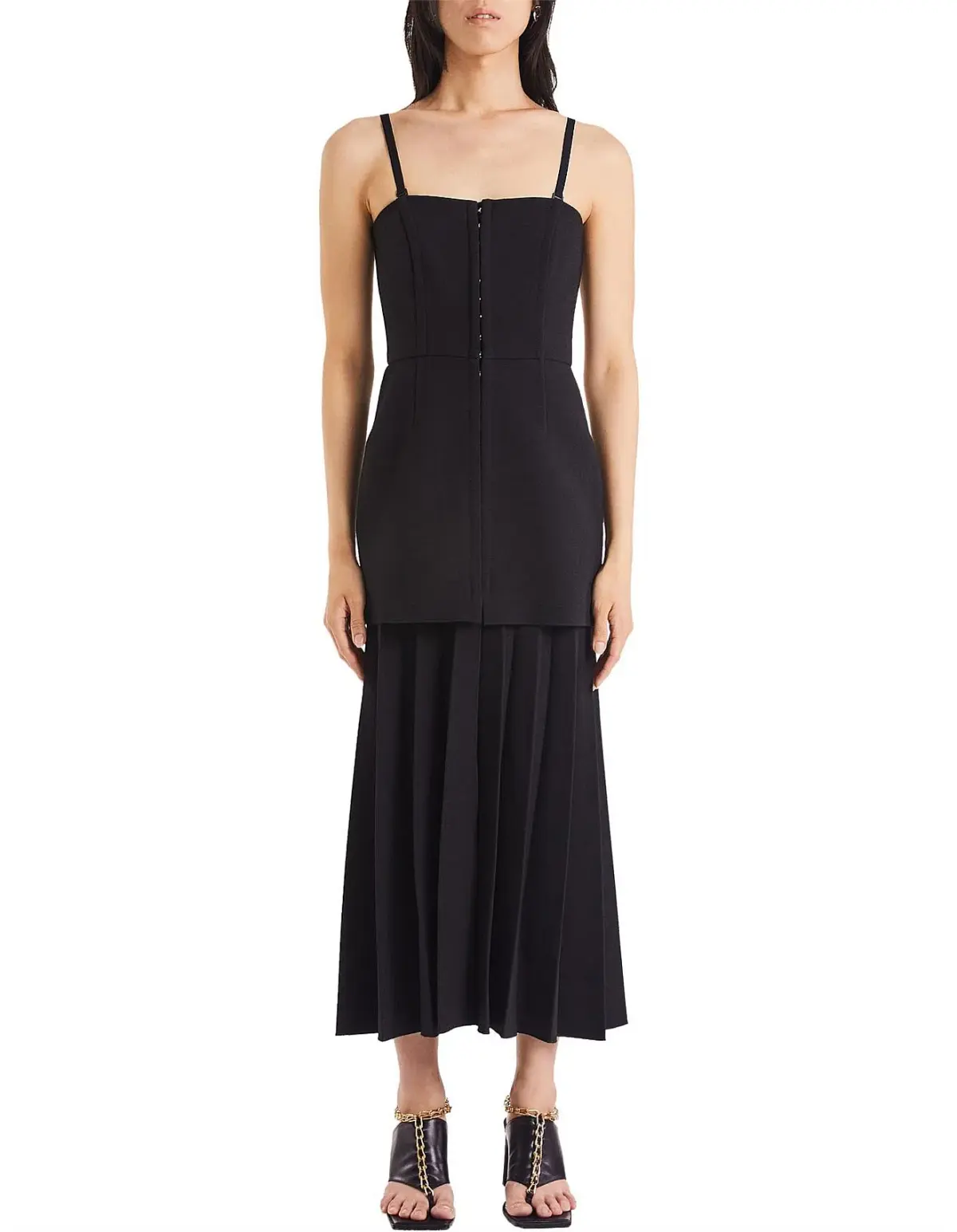 Dion Lee Hook and Eye Pleat Dress Black Size 10 - Image 1