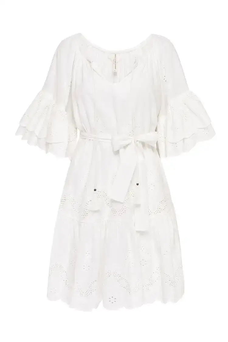 Spell Capulet Broderie Anglaise Frill Smock Mini Dress White Size L / AU 12 - Image 5