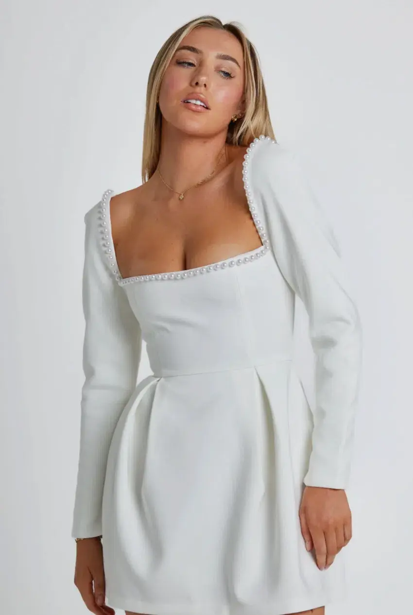 Odd Muse Ultimate Muse Pearl Mini Dress White Size 10 - Image 2