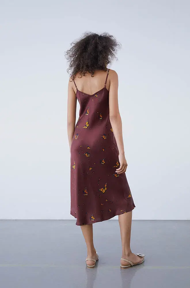Silk Laundry 90s Slip Dress Print Size M  - Image 2