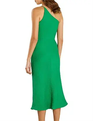 By Johnny Asymmetric Crimp Bias Midi Dress Green Size 14 - Image 4