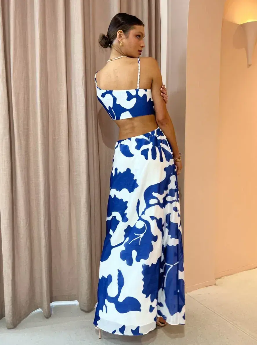Sir the Label Vivi Asymmetrical Cut Out Maxi Dress Merce Abstract Print Size 10 for rent on The Volte - main image