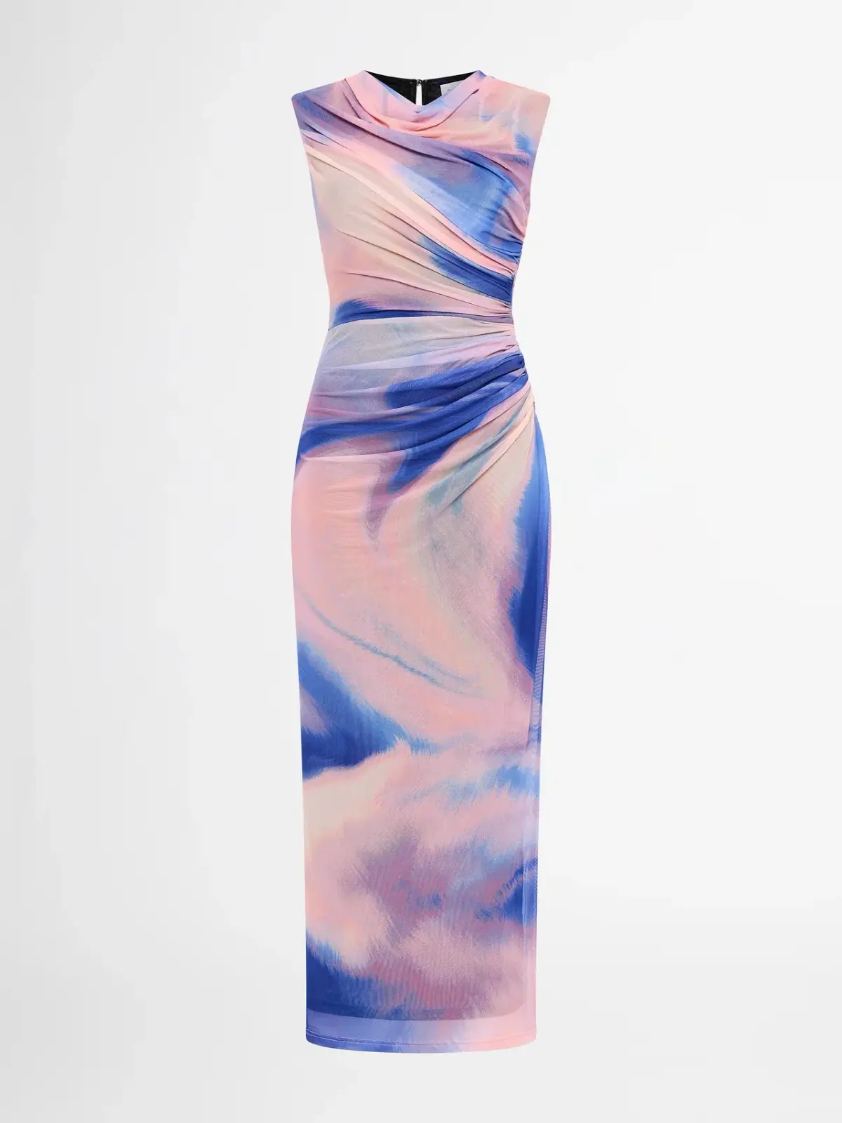 Sheike Tornado Mesh Maxi Dress Blue and Pink Watercolour Print Size 8 - Image 1