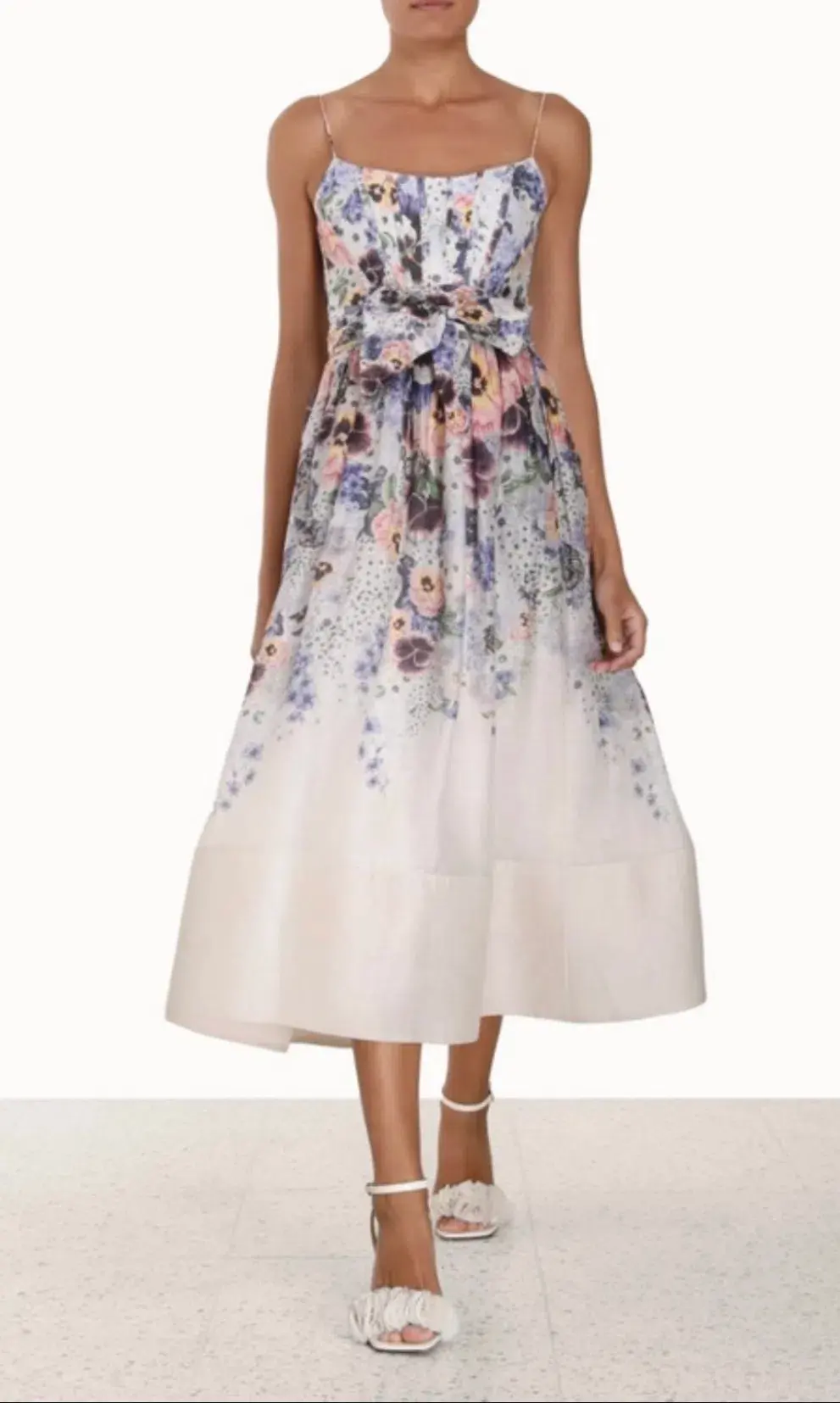 Zimmermann Tama Corset Midi Dress Purple Pansy Floral Print Size 2 / 12 AU - Image 4