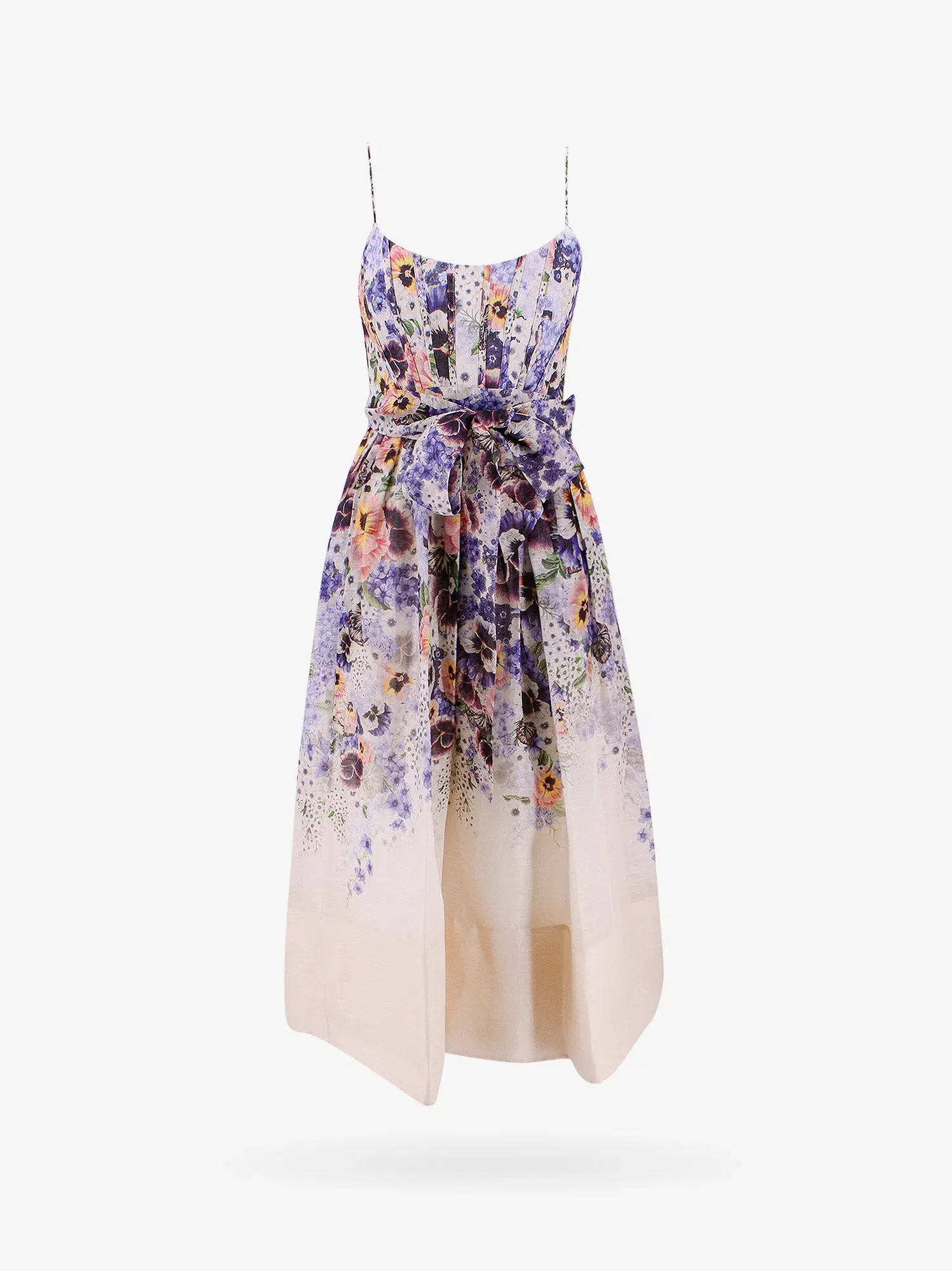 Zimmermann Tama Corset Midi Dress Purple Pansy Floral Print Size 2 / 12 AU - Image 2
