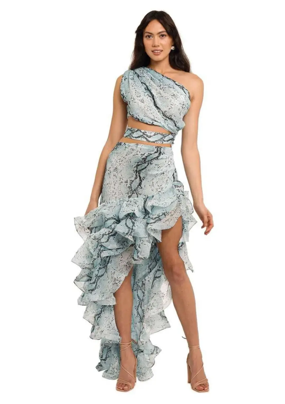 Bronx and Banco Savanna Sky Gown Blue Print Size 12 for rent on The Volte - main image