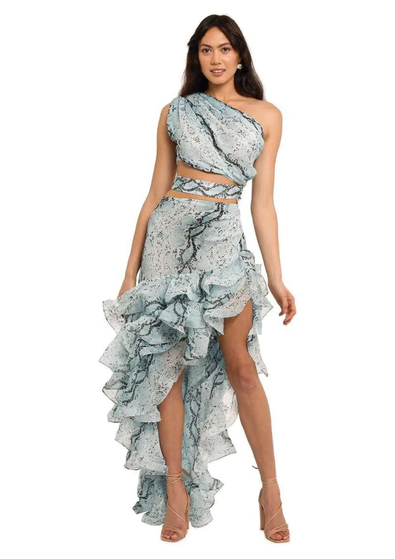 Bronx and Banco Savanna Sky Gown Blue Print Size 12 - Image 1