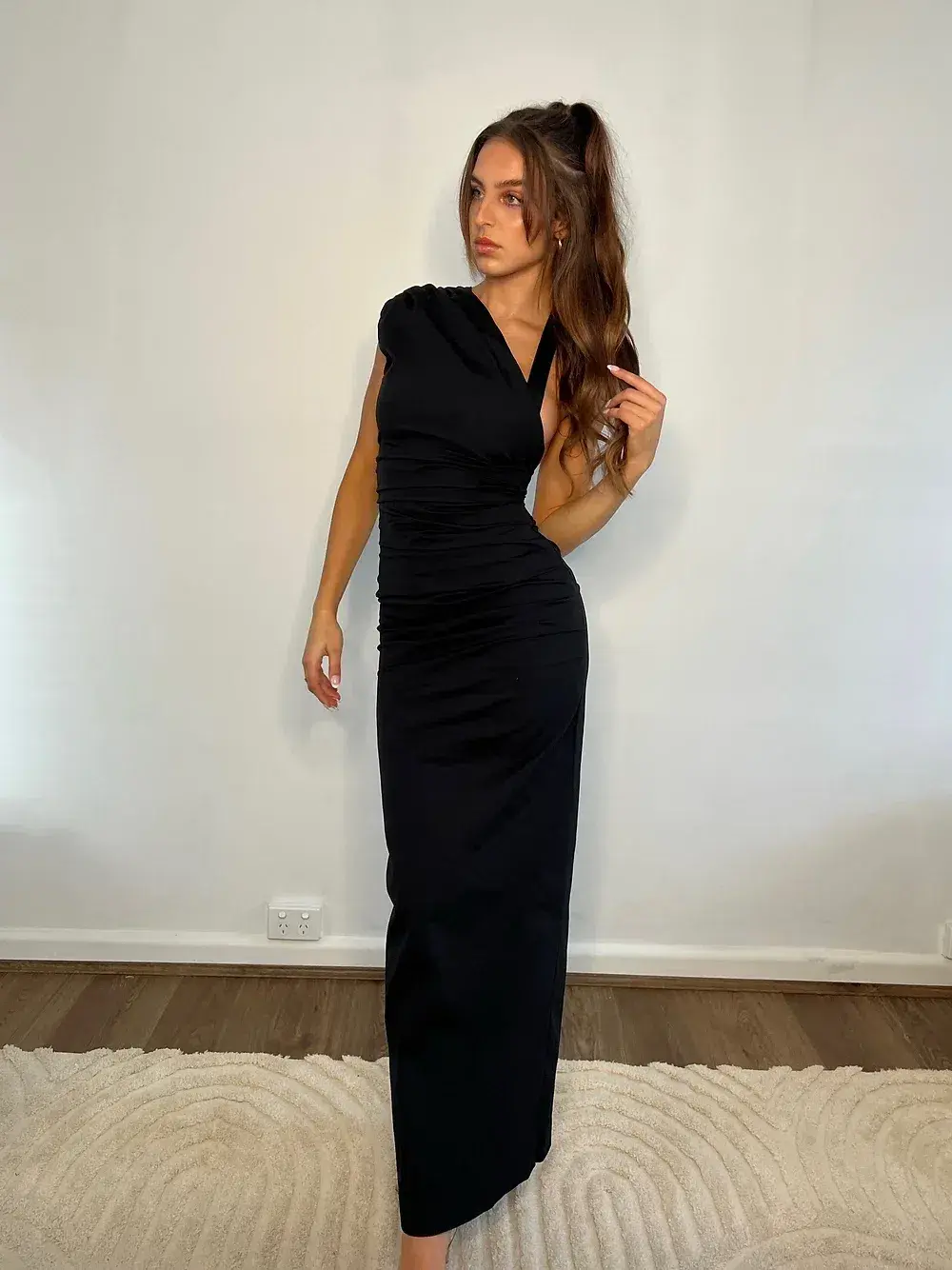 Sir The Label Giacomo Gathered Gown in Black Size 0 / AU 6 for rent on The Volte - main image