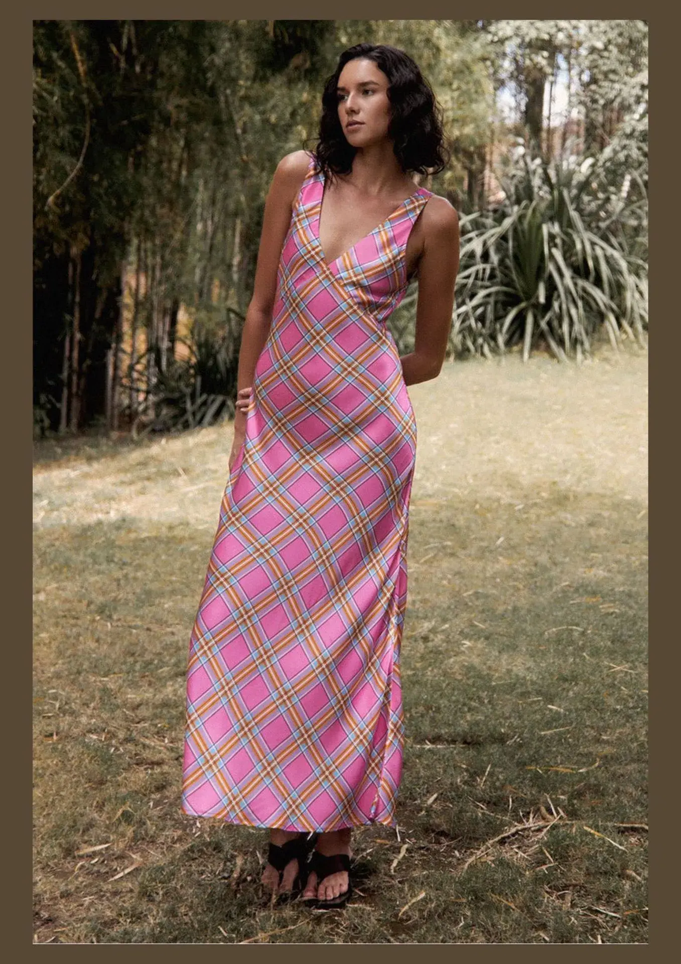 Steele Eadie Maxi Dress Pink Check Size XS / AU 6 - Image 1