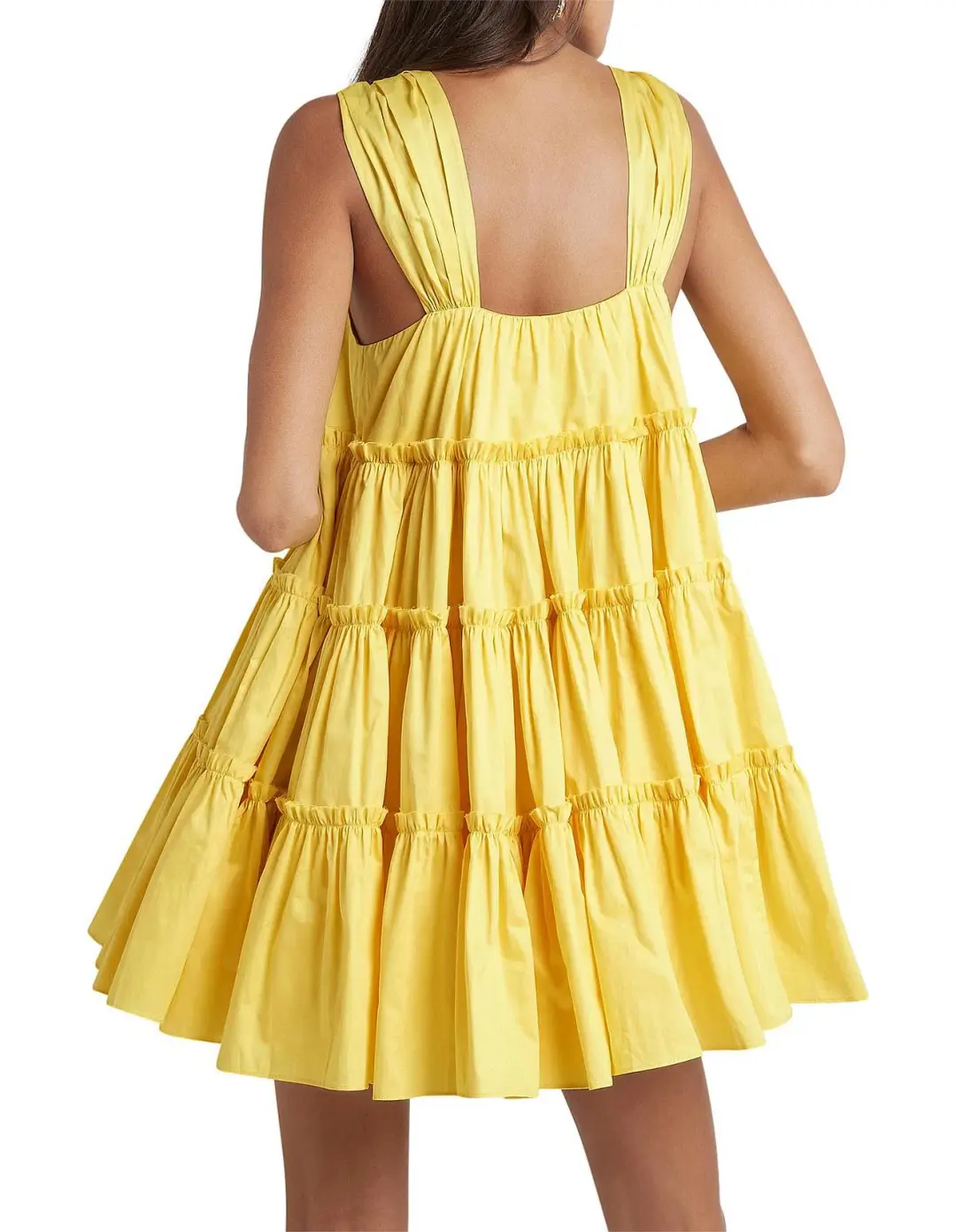 Aje Soltice Tiered Mini Dress Yellow Size 6 for rent on The Volte - main image