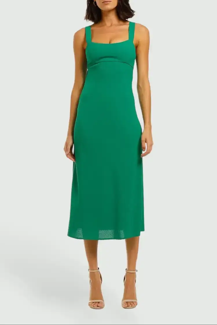 By Johnny Tayla Bias Midi Dress in Jungle Green Size 10 - Image 2
