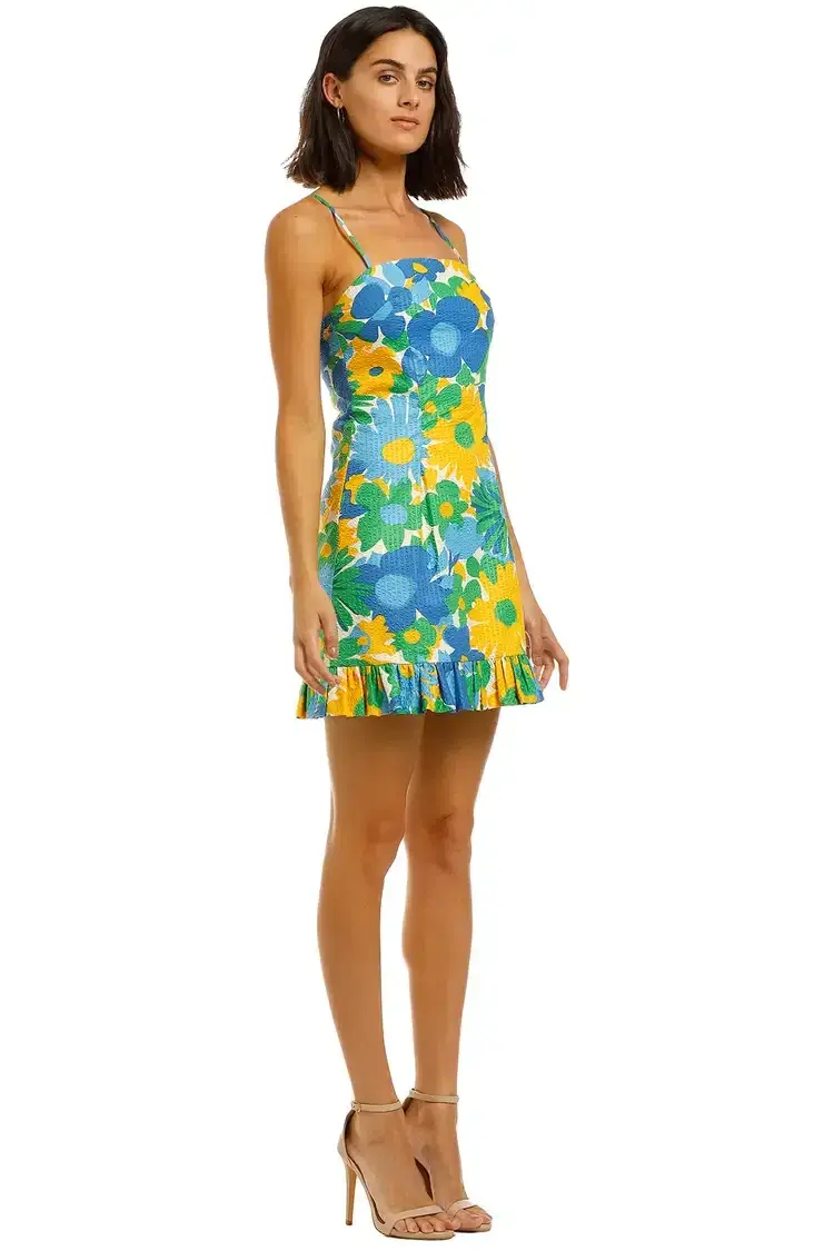 By Johnny Sunday Frill Mini Dress Floral Size 8 for rent on The Volte - main image