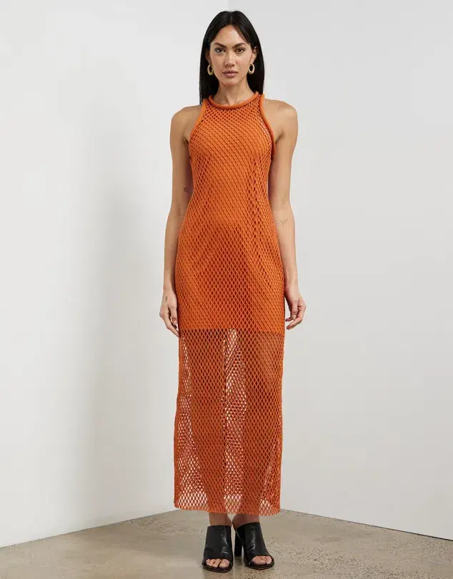 Camilla and Marc Rosalind Textured Midi Dress Orange Size 8 - Image 1