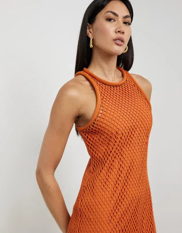 Camilla and Marc Rosalind Textured Midi Dress Orange Size 8 - Image 2