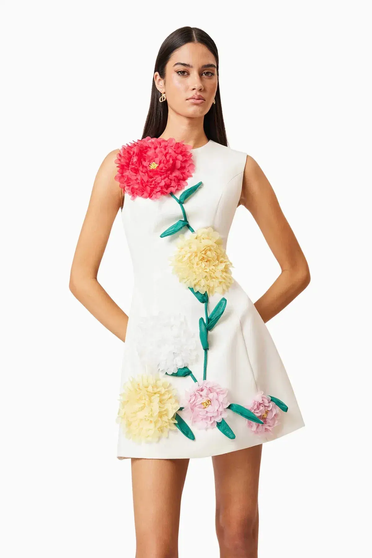 Elliat - Buttercup Embroidered Mini Dress in Ivory - Size M (10) - Image 5