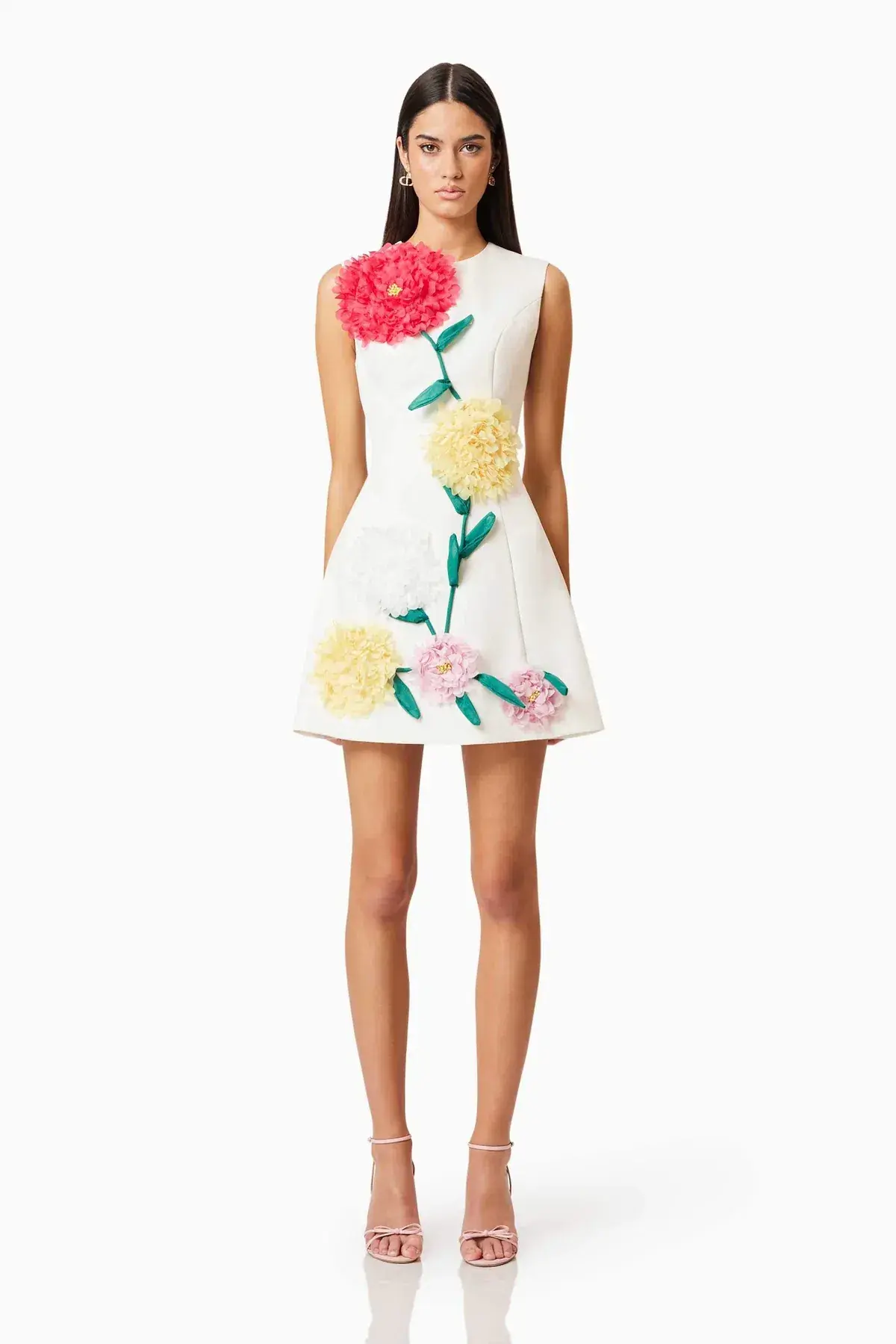 Elliat - Buttercup Embroidered Mini Dress in Ivory - Size M (10) - Image 1