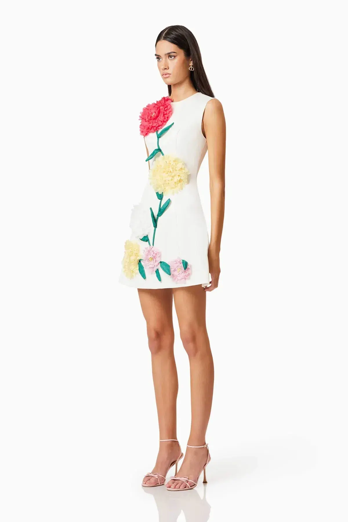 Elliat - Buttercup Embroidered Mini Dress in Ivory - Size M (10) - Image 3