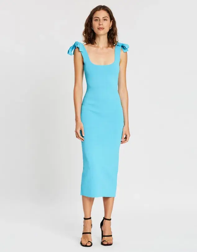 By Johnny Tie Up Knit Midi Dress Blue Size 10 - Image 1