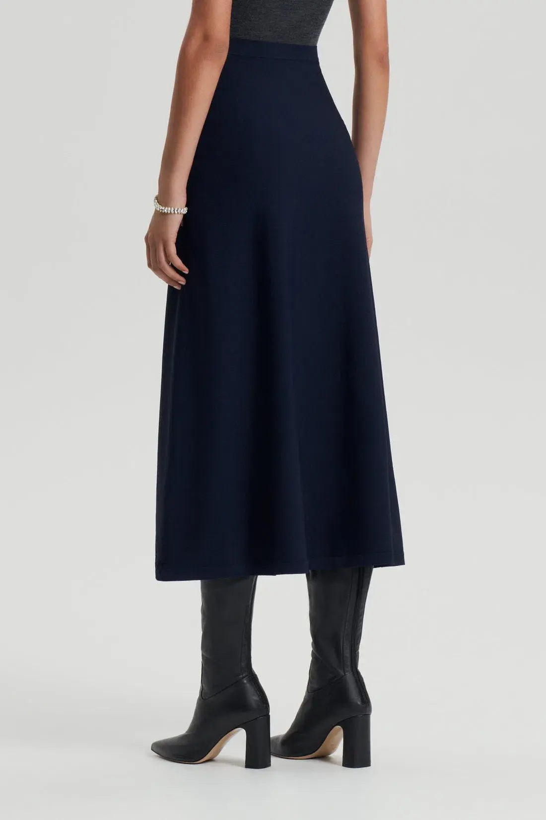 Scandal Theodore Crepe Knit Soft Skirt Navy Size M/AU 10 - Image 3