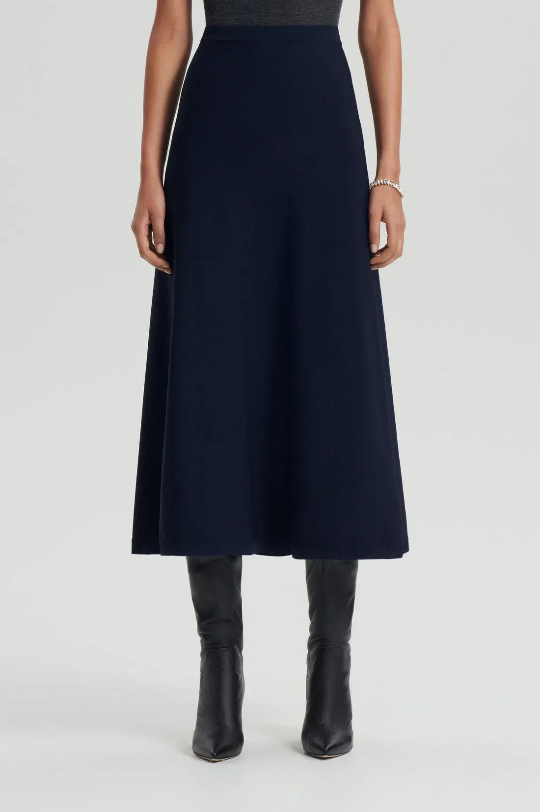 Scandal Theodore Crepe Knit Soft Skirt Navy Size M/AU 10 - Image 2