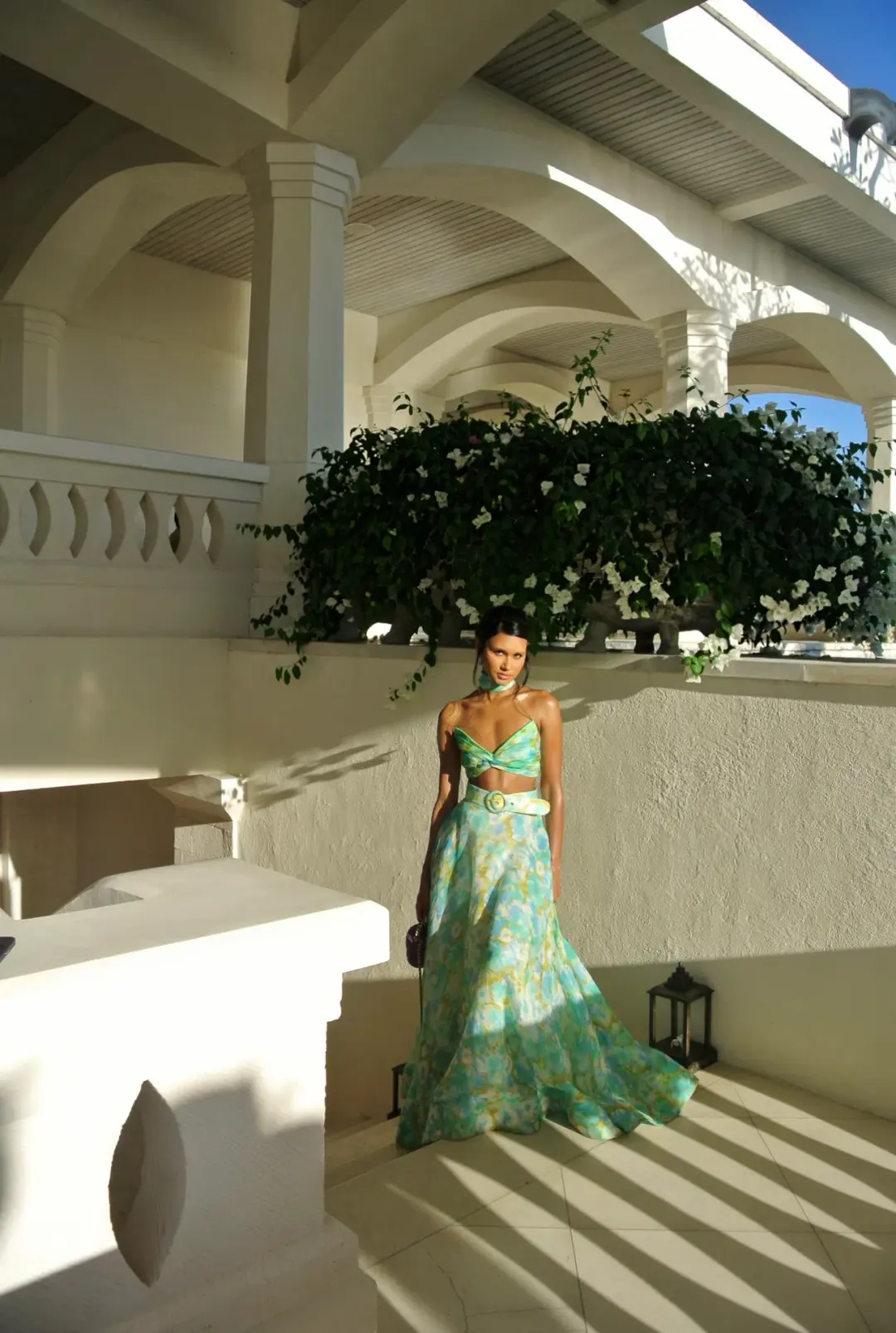 Zimmermann High Tide Crop Bodice And Ikat Maxi Skirt Set Floral Size 0/Au 8 for rent on The Volte - main image