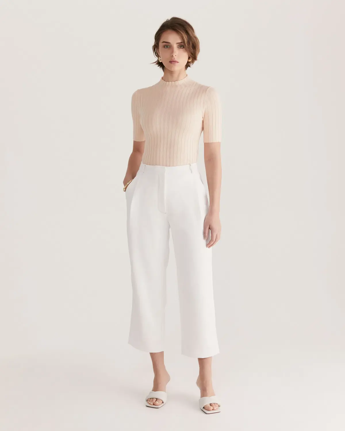 Saba Women's Dharma Tuck Front Culotte in Alabaster White Size AU 12 - Image 1
