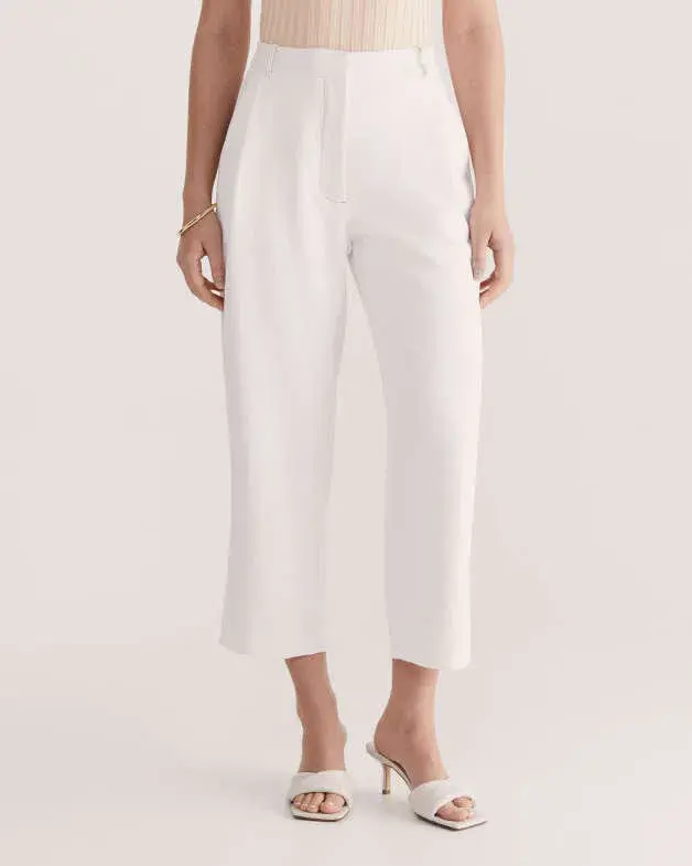 Saba Women's Dharma Tuck Front Culotte in Alabaster White Size AU 12 for rent on The Volte - main image