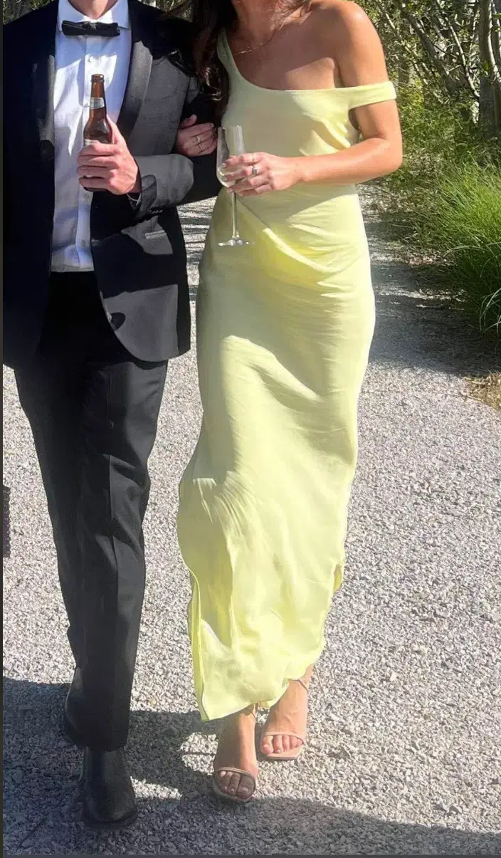 Bianca Spender Leonora Satin Crepe Dress Lemon Size 1 / Au 8 - Image 4