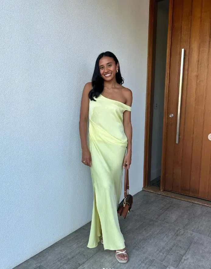 Bianca Spender Leonora Satin Crepe Dress Lemon Size 1 / Au 8 - Image 1