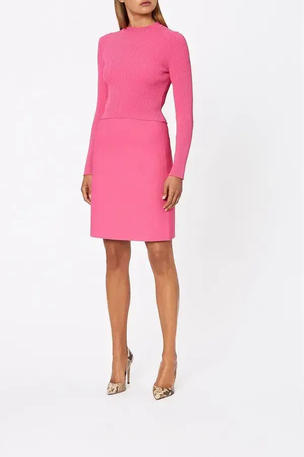 Scanlan Theodore Crepe Knit Tailored Skirt Fuchsia Pink Size S/AU 8 - Image 1