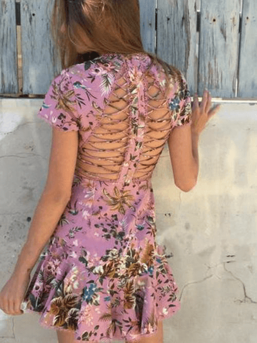 Zimmermann Tropicale Lattice Mini Dress Pink Floral Size 6 - Image 4