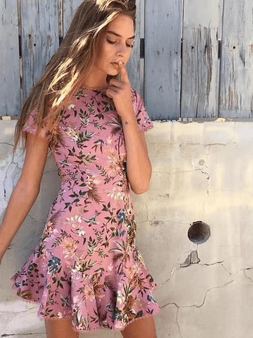 Zimmermann Tropicale Lattice Mini Dress Pink Floral Size 6 - Image 3