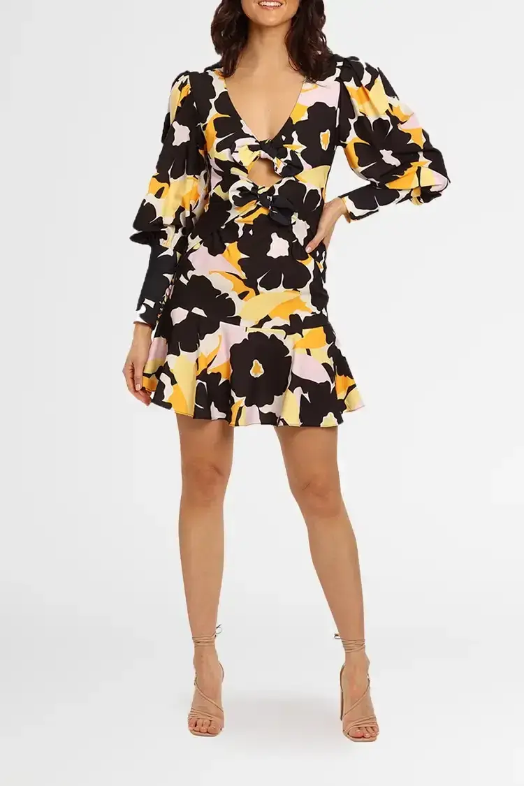 By Johnny Bold Blooms Mini Dress in Multi Floral Size 8 - Image 2