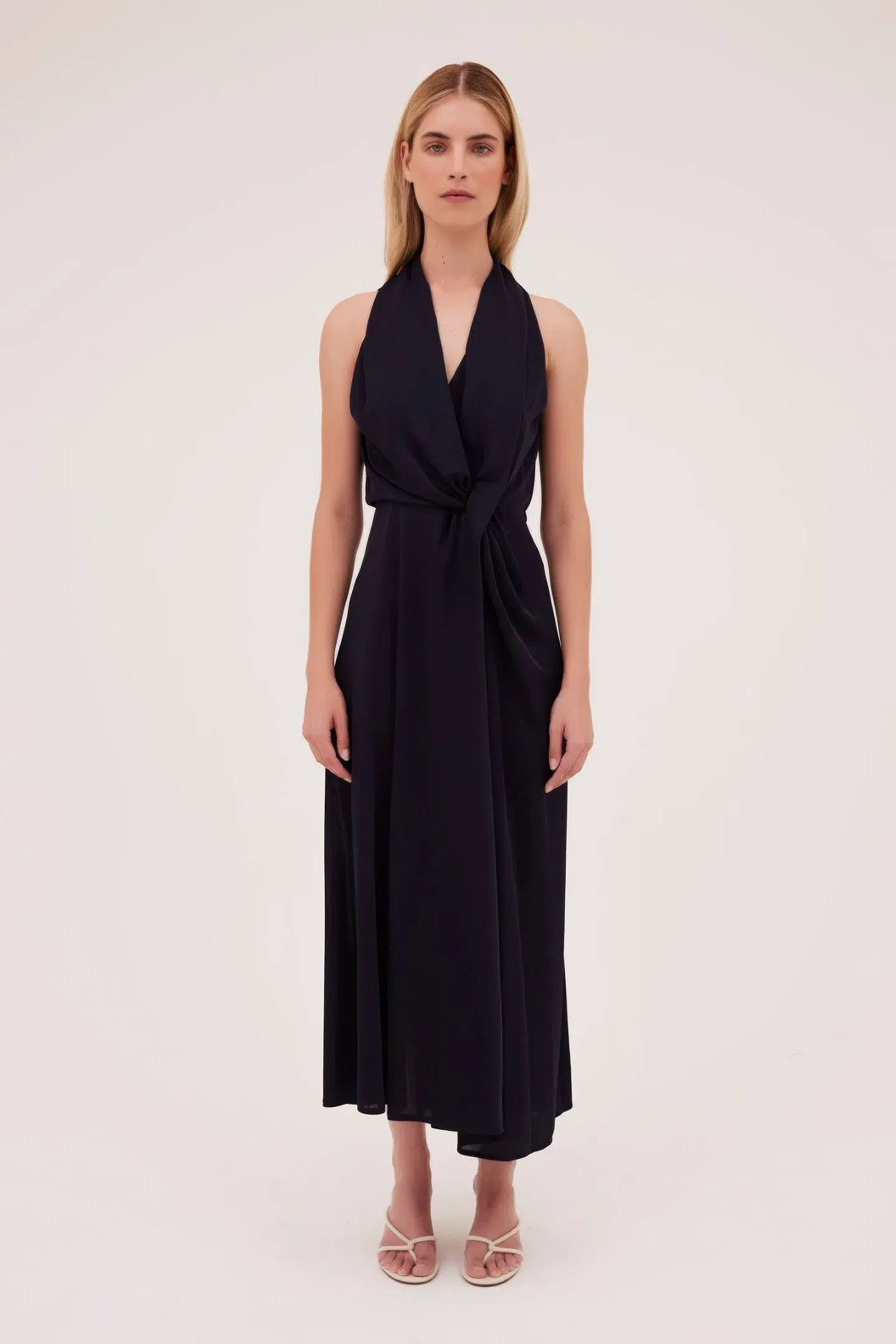 Bianca Spender Jersey Entwined Short Dress Navy Size 12 - Image 1