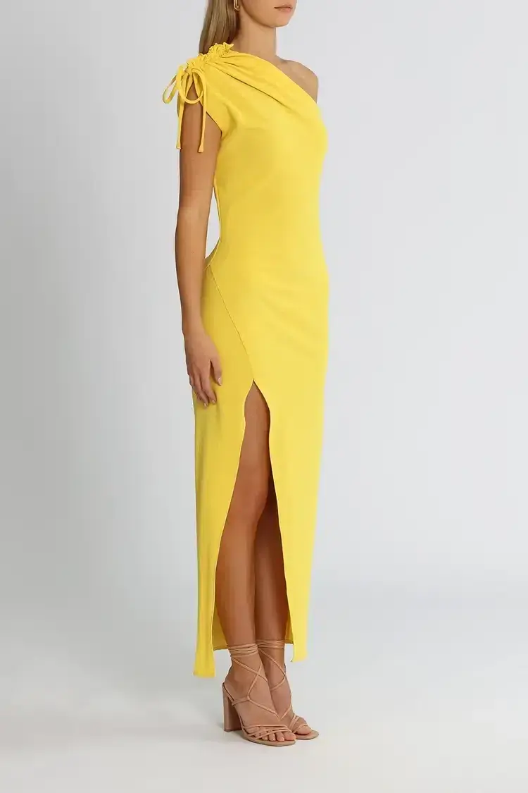 By Johnny Jasmine One Shoulder Dress in Yellow Size 8 for rent on The Volte - main image