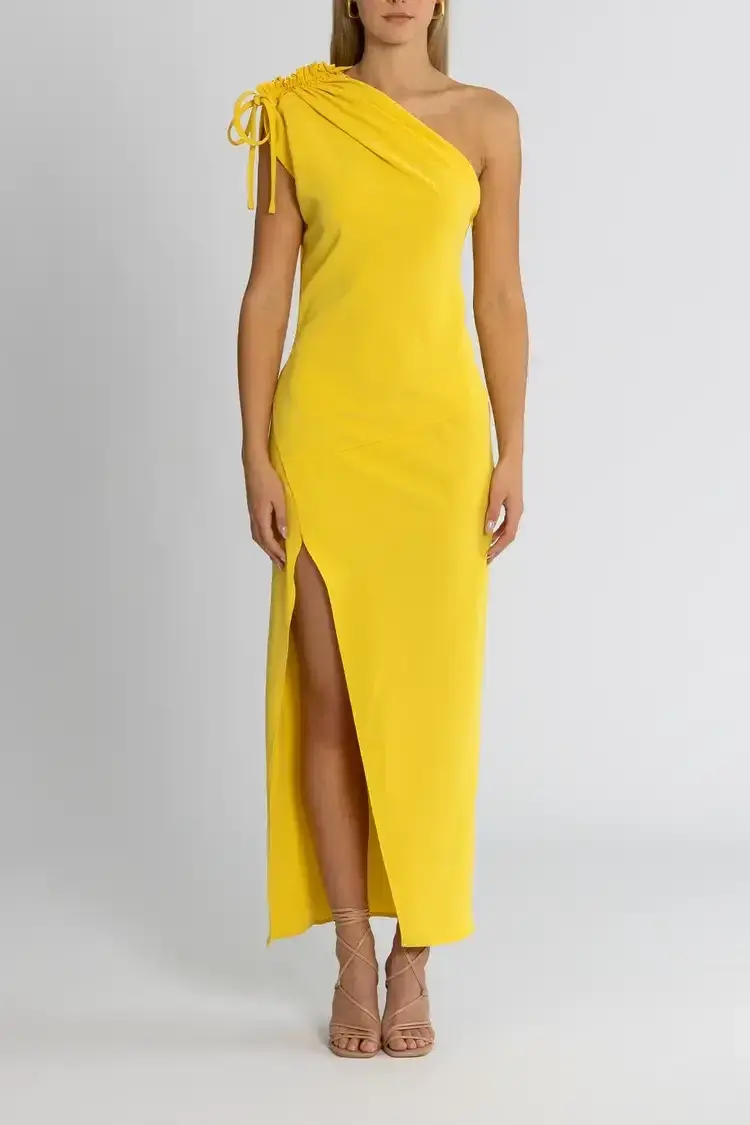 By Johnny Jasmine One Shoulder Dress in Yellow Size 8 for rent on The Volte - main image