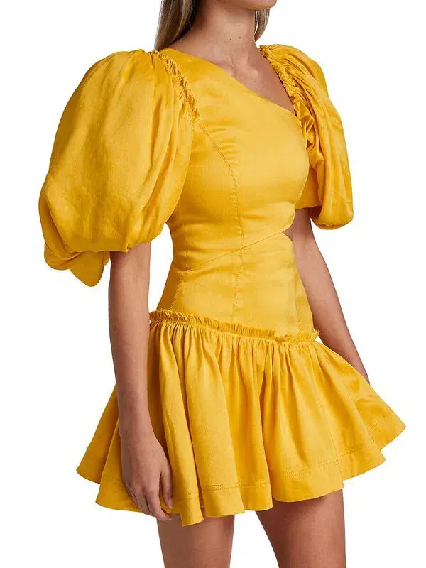 Aje Chateau Mini Dress Yellow Size 8 - Image 4
