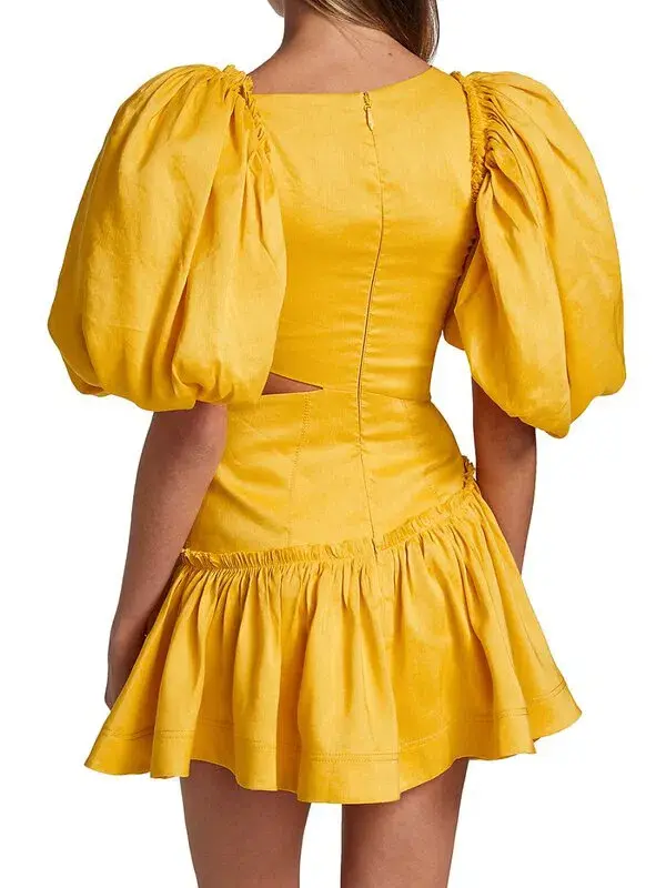 Aje Chateau Mini Dress Yellow Size 8 - Image 3