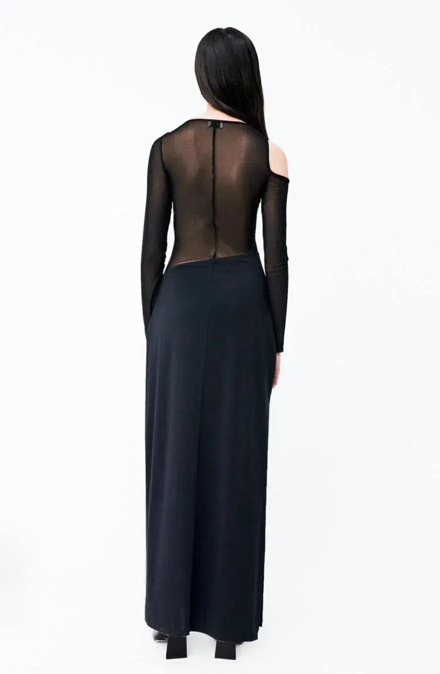 SUBOO Rodin Long Sleeve Mesh Kersey Maxi Dress Black Size XS/Au 6 - Image 3