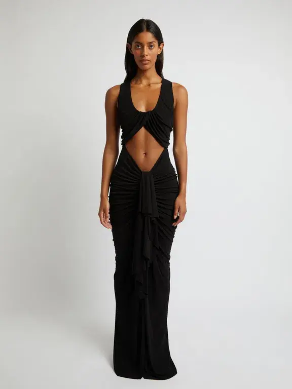 Christopher Esber Vivenda Drapé Front Dress Black Size 8 - Image 1