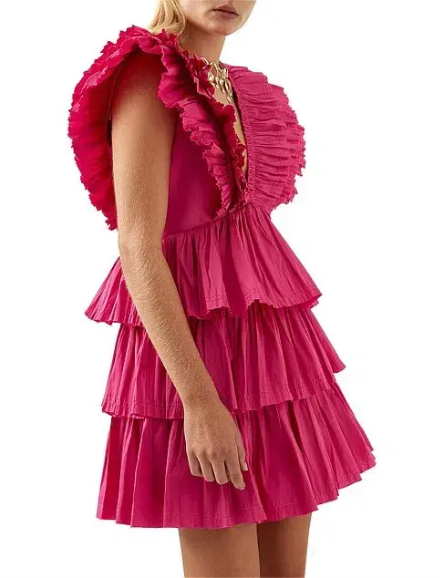 Aje Rhythmic Frilled Mini Dress Pink Size 6 - Image 2