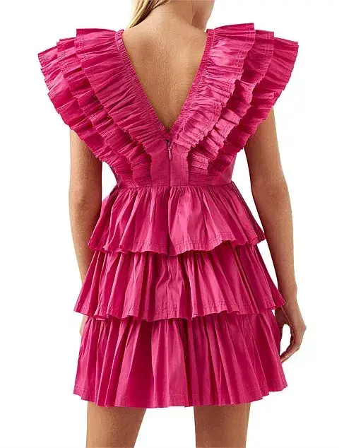 Aje Rhythmic Frilled Mini Dress Pink Size 6 - Image 4
