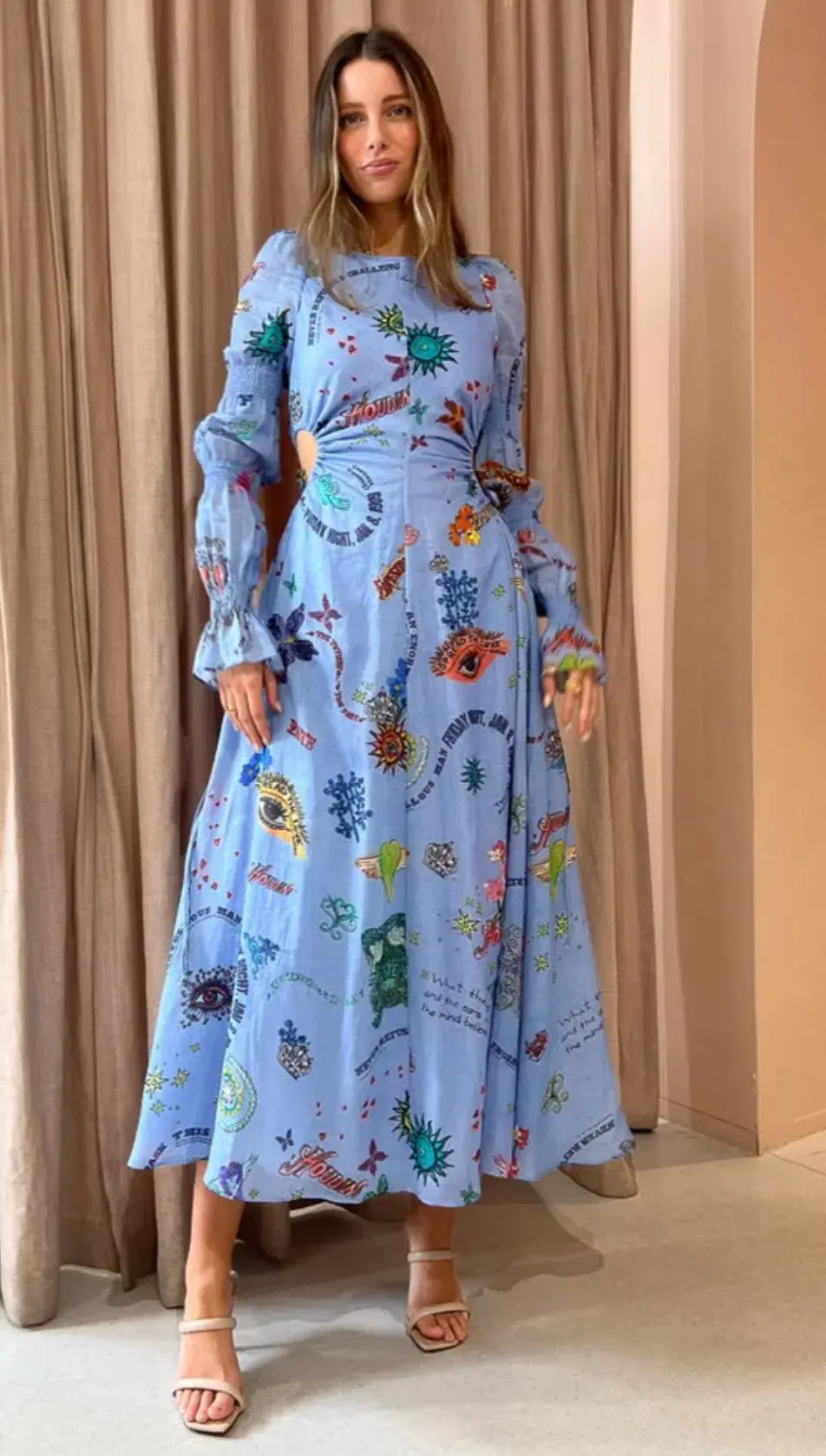 Kate Ford  Caracus Cut Out Gown Print  - Image 8
