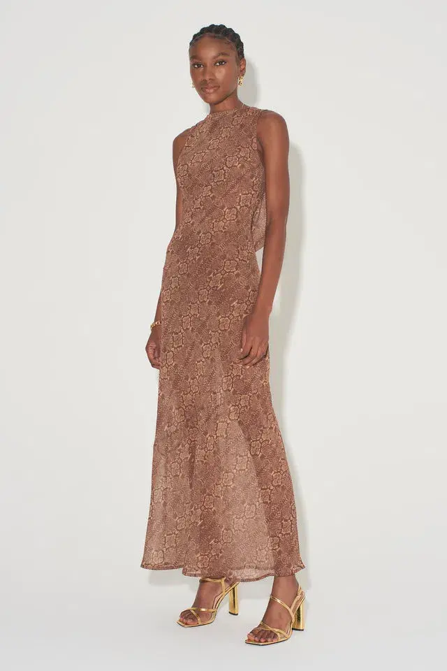 Hansen And Gretel Emmery Backless Cowl Dress In Serpent Size 8  - Image 1