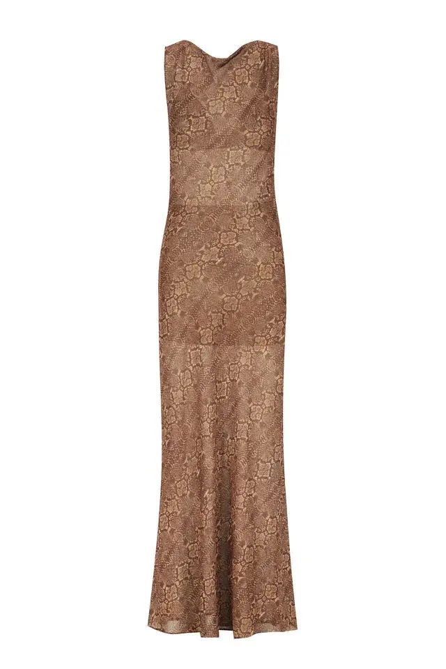 Hansen And Gretel Emmery Backless Cowl Dress In Serpent Size 8  - Image 4