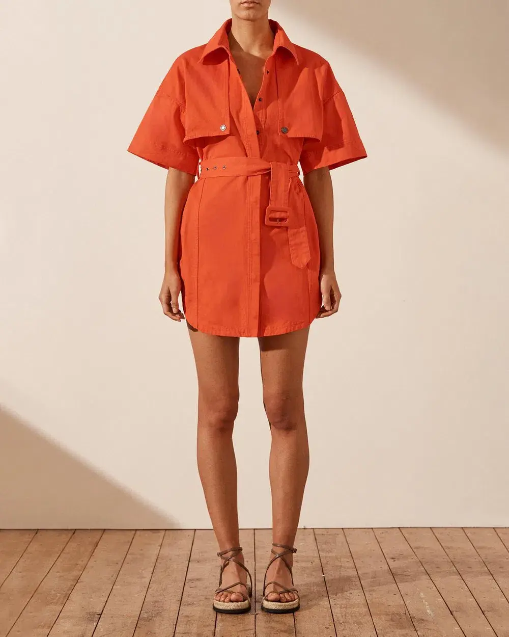 Shona Joy Anya Shirt Dress With Belt Hibiscus Size 10 - Image 1