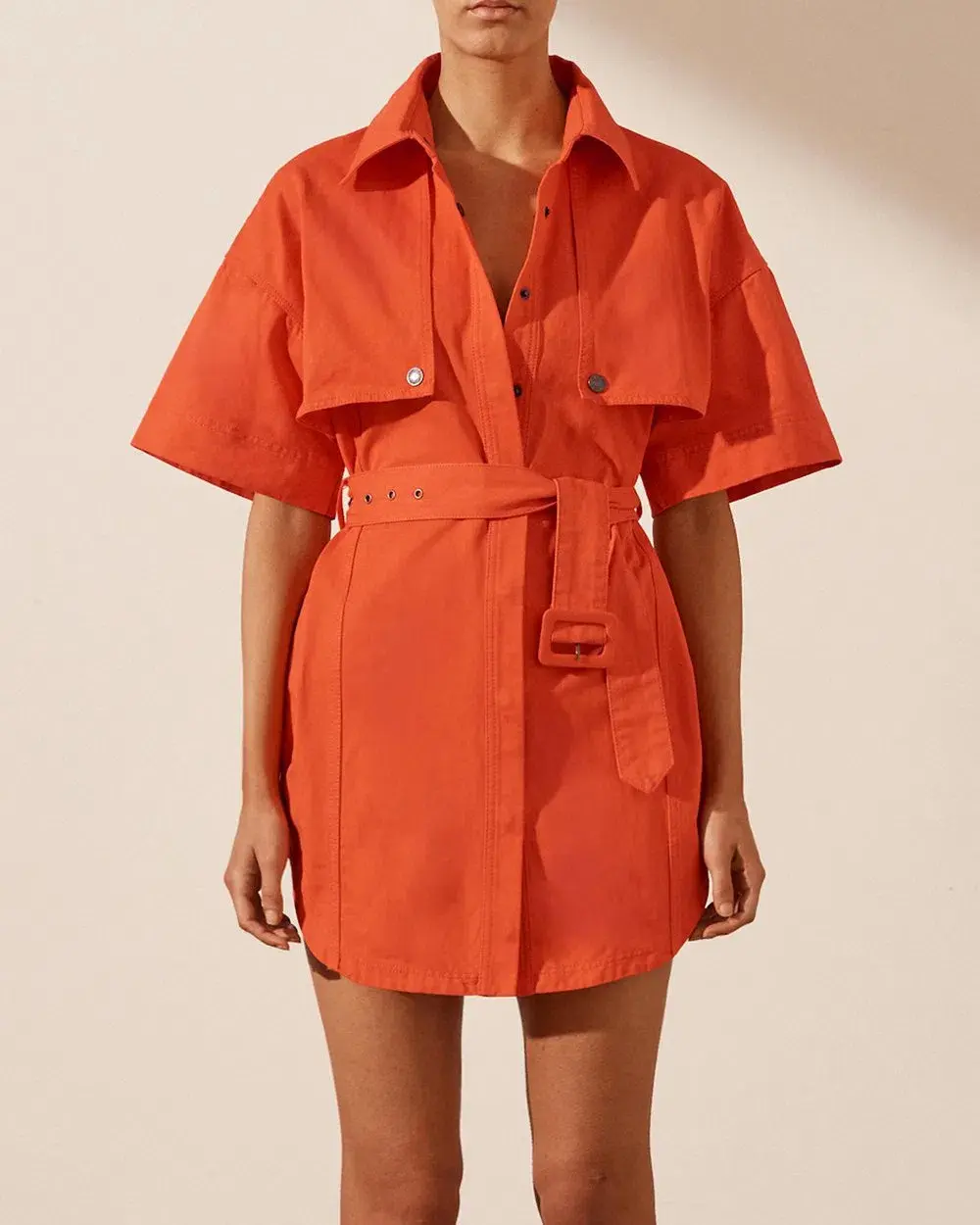 Shona Joy Anya Shirt Dress With Belt Hibiscus Size 10 - Image 3