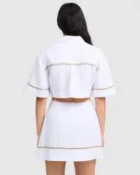 Roame Penury Crop and Horizon Mini Skirt Set White Size 6  for rent on The Volte - main image